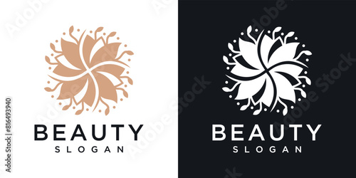 Elegant abstract tree leaf flower logo icon design. beauty flower logo design