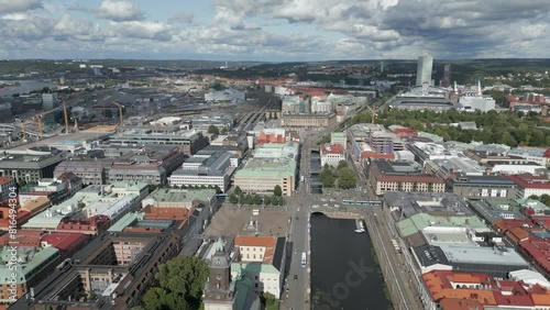 Aerial view of Stora HamnKanalen harbour canal in Gothenburg Sweden photo