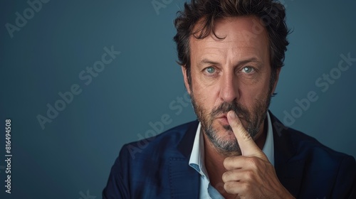  A close-up of a person with one finger in each side of their mouth