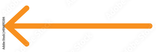 Orange long arrow to the left. Direction cursor sign. Navigation concept. Realistic design. 11:11