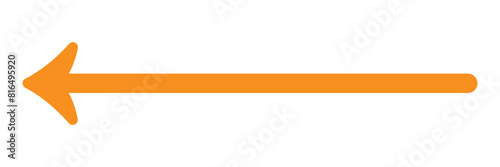 Orange long arrow to the left. Direction cursor sign. Navigation concept. Realistic design. 11:11