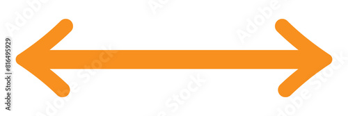 Dual sided orange arrow. Horizontal dual sided long straight arrow signs. Orange double arrow icon isolated on white background. Vector graphic illustration. 11:11 