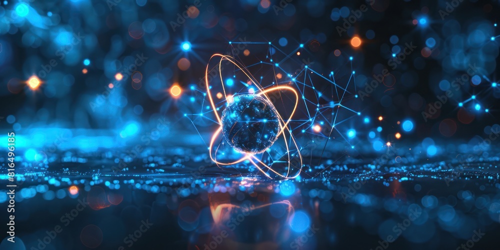 A glowing sphere with a blue background A glowing sphere with a blue background