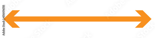 Dual sided orange arrow. Horizontal dual sided long straight arrow signs. Orange double arrow icon isolated on white background. Vector graphic illustration.