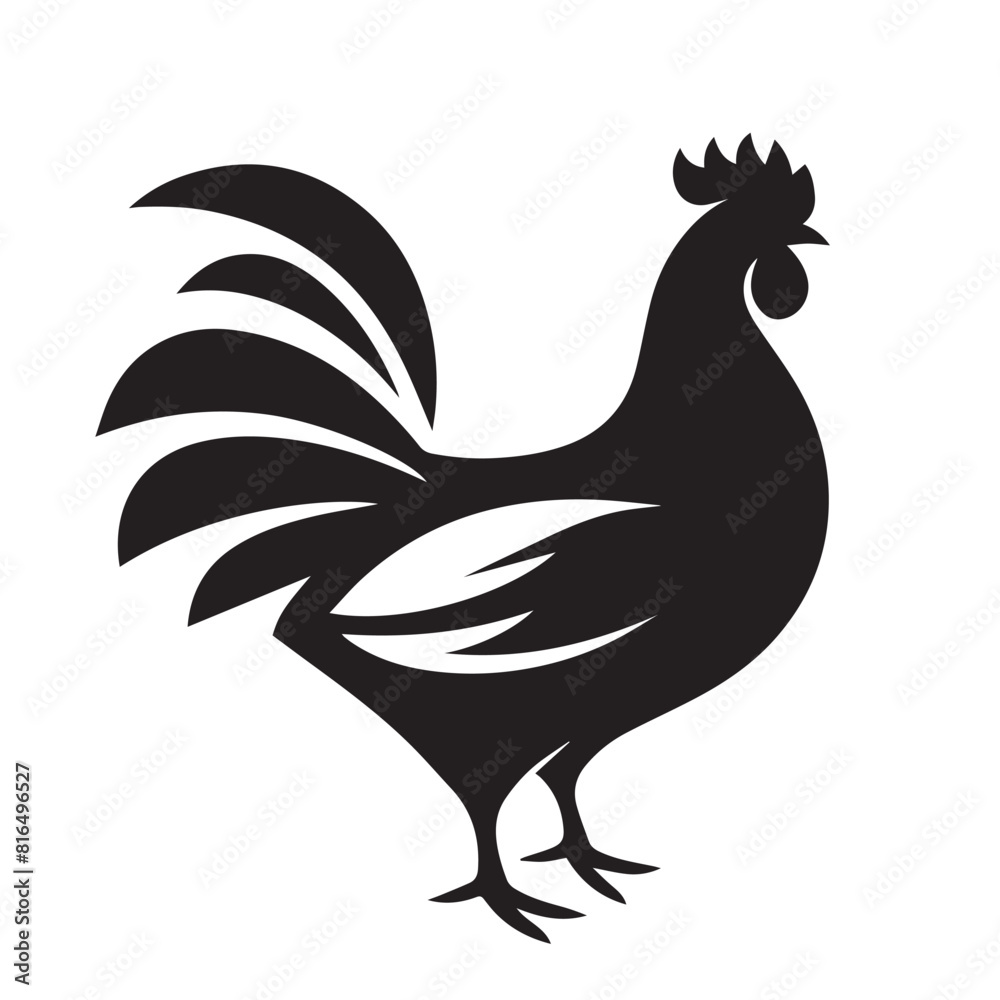 Fototapeta premium Chicken silhouette. Hen vector design isolated on white background.