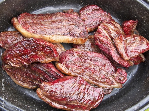 Steaks cut from beef sirloin cup, also called picanha