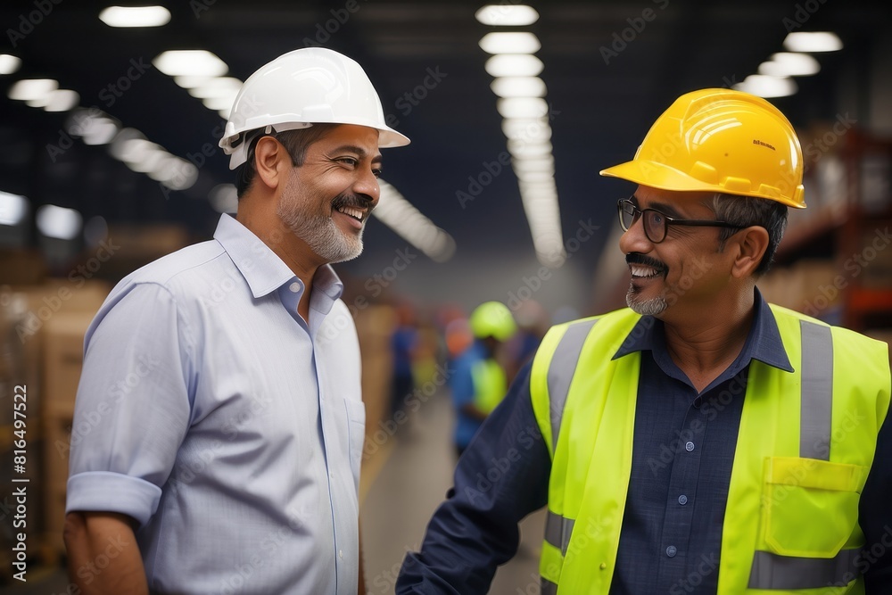 engineer and manager talk and discuss business deal engineer and manager talk and discuss business deal