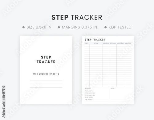 Printable Step Tracker Template, Step Logbook, Walking Journal, Health & Fitness Planner