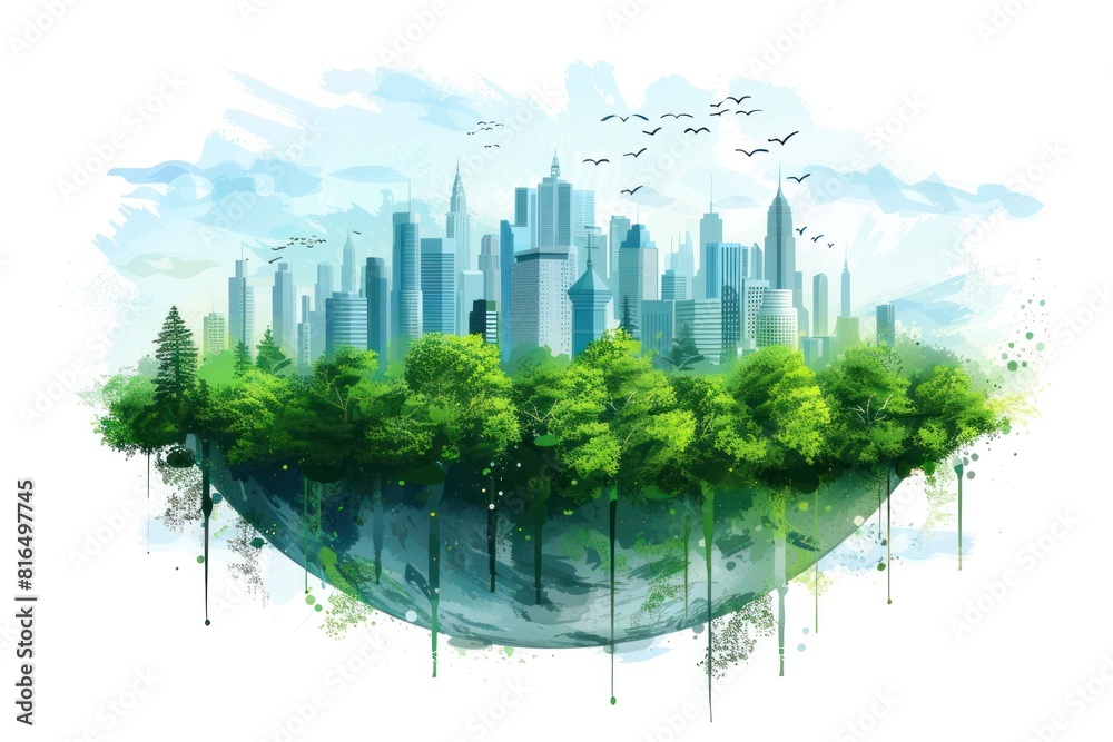 A city with a green forest in the middle A city with a green forest in the middle