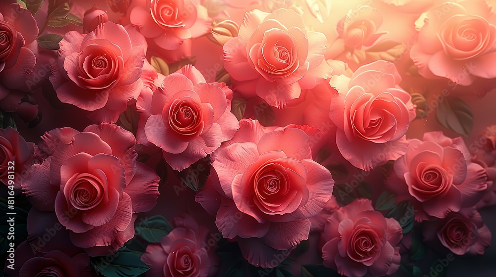 rose flower background. Wedding invitation cards. Valentine's day or mother day holiday concept, top view empty space Ai generated
