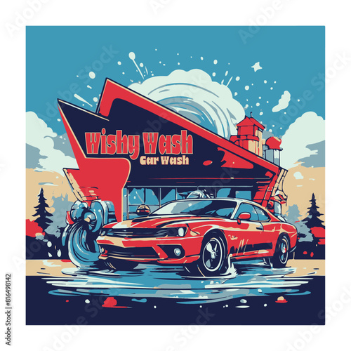 Editable Wishy wash car wash logo