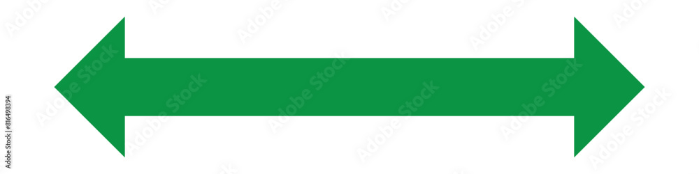Dual semi circle arrow. Green arrow two headed arrow. Vector illustration.