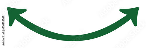 Dual semi circle arrow. Green arrow two headed arrow. Vector illustration.
