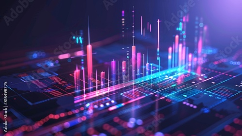 Abstract Concept of Financial Analysis With Digital Graphs and Charts