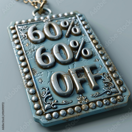Elegant 60% OFF Sale Tag with Minimalist Design and Reflective Finish