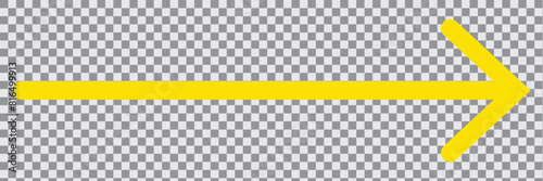 Horizontal long straight arrow signs. Yellow arrow pointing icon vector isolated on a transparent background. 11:11