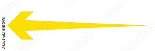 Yellow pointer, direction, position symbol. Flat style. arrow icon for your web site design, logo, app, UI. Yellow lest pointing long arrow sign. 11:11
