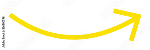 Yellow pointer, direction, position symbol. Flat style. arrow icon for your web site design, logo, app, UI. Yellow curved arrow sign. 11:11