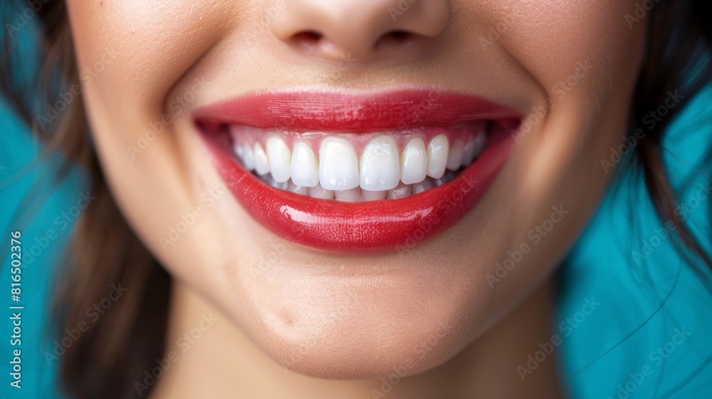 A close-up of a woman brushing her teeth, toothbrush in each hand A close-up of a woman brushing her teeth, toothbrush in each hand