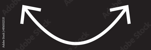 Dual semi circle white arrow. White semicircular curved long double ended arrow. Long arrow vector icon. 11:11