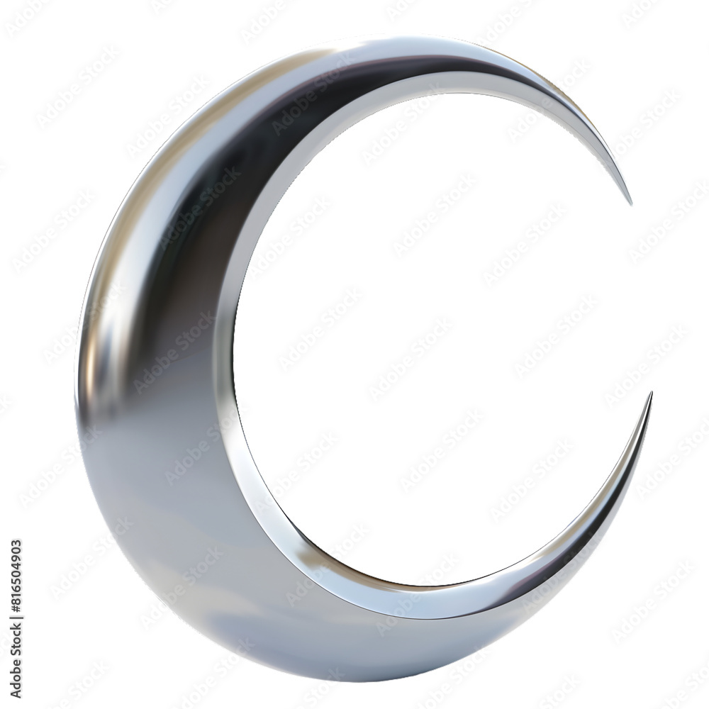 Crescent moon in the style of 3D, PNG image, no background Crescent moon in the style of 3D, PNG image, no background