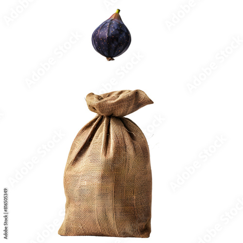 Fig falling from hole in the bag, PNG image, no background photo