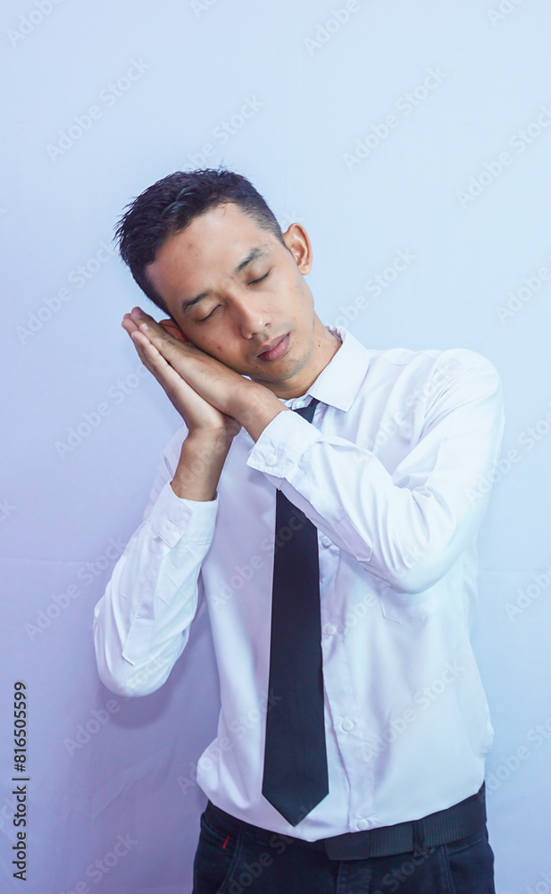 Young asian businessman wearing white clothes and black tie. isolated on white background Young asian businessman wearing white clothes and black tie. isolated on white background