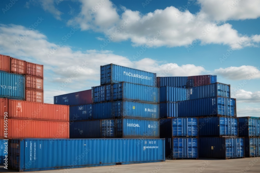 Stack of container box for import and export logistics cargo delivery Stack of container box for import and export logistics cargo delivery