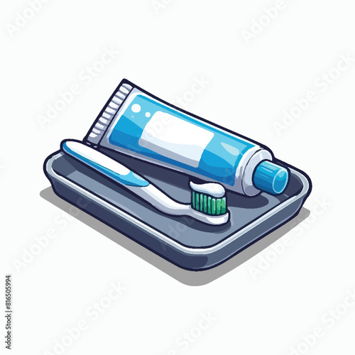 Toothpaste and brush vector illustration