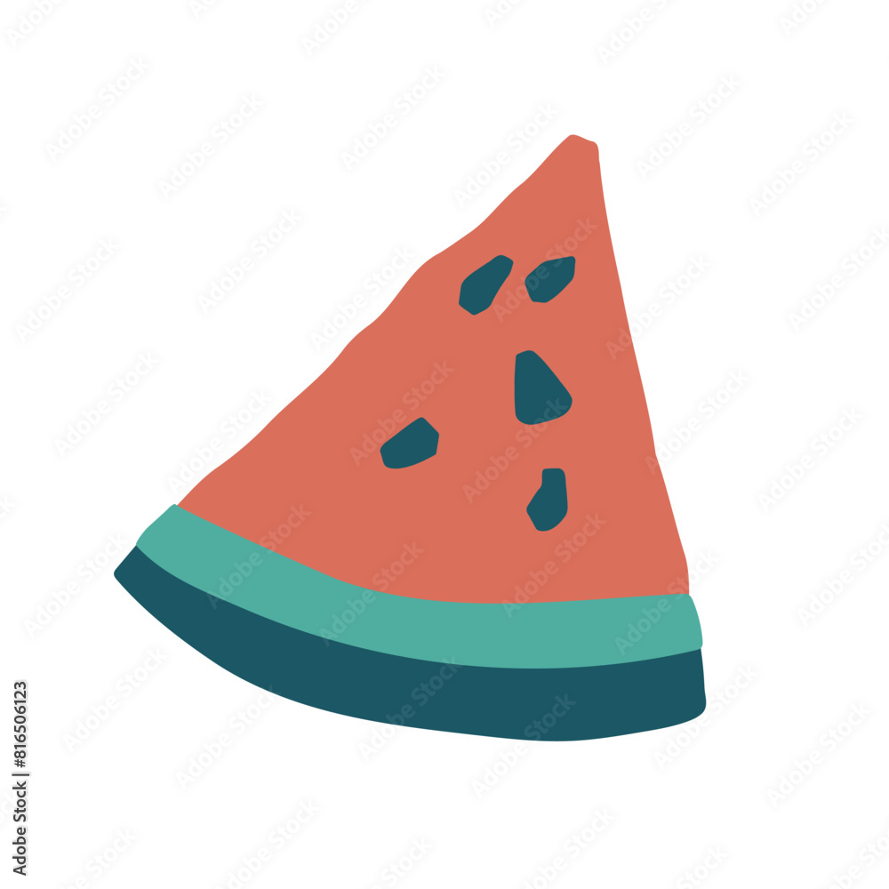Cute sliced watermelon icon. Vector flat hand drawn illustration in cartoon style Cute sliced watermelon icon. Vector flat hand drawn illustration in cartoon style