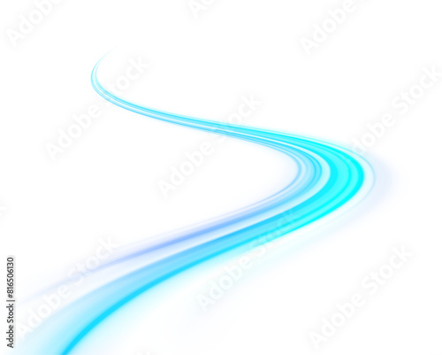 PNG. Wavy transparent curved lines in the form of the movement of sound waves in a set of different shapes of whirlpool, twist, spiral. Light arc in blue colors, in the form of a turn and a zigzag.	