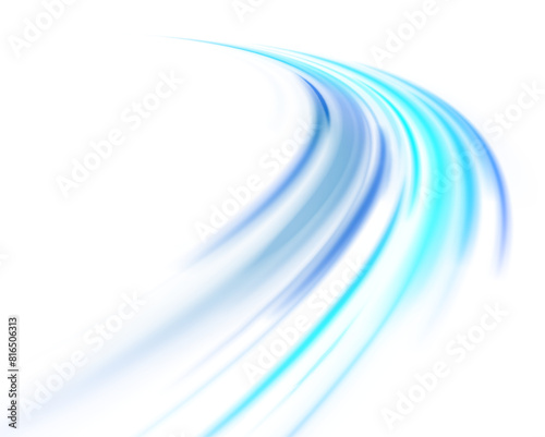 Wavy transparent curved lines in the form of the movement of sound waves in a set of different shapes of whirlpool. Light, light garland PNG.	