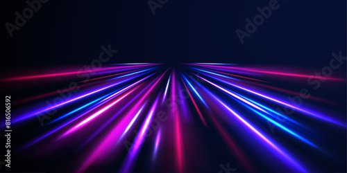 Panoramic high speed technology concept, light abstract background.	Speed of light concept background. Abstract background rotational border lines. photo