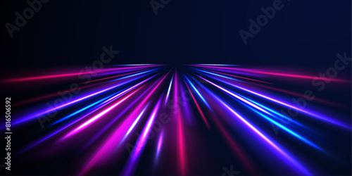 Panoramic high speed technology concept, light abstract background.	Speed of light concept background. Abstract background rotational border lines.