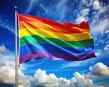 A vibrant rainbow flag waving proudly, symbolizing diversity and inclusivity