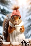 squirrel with coffee