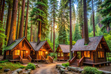 A cluster of rustic cabins nestled in the heart of the Giant Forest, a hidden gem of nature
