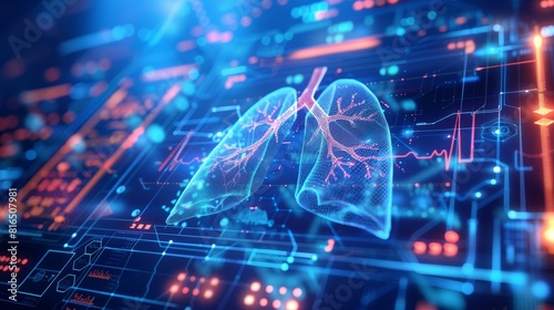 Wallpaper Mural A graphic showing the lungs with the results of an analysis of medical technology in health care  Torontodigital.ca