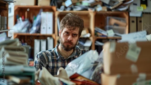 Unemployed worker collects office supplies, facing the reality of unemployment.