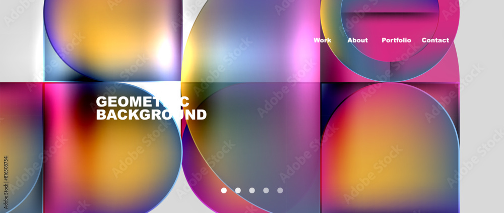 Circles and lines. Bright colorful geometry with glassmorphism effect. Vector Illustration For Wallpaper, Banner, Background, Card, Book Illustration, landing page