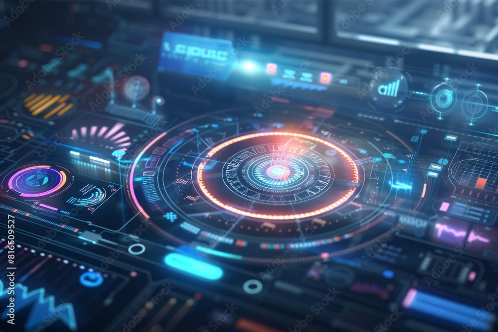 futuristic user interface of a holographic display futuristic user interface of a holographic display
