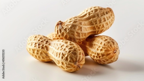 A pile of peanuts stacked on top of each other. Suitable for food and snack concepts