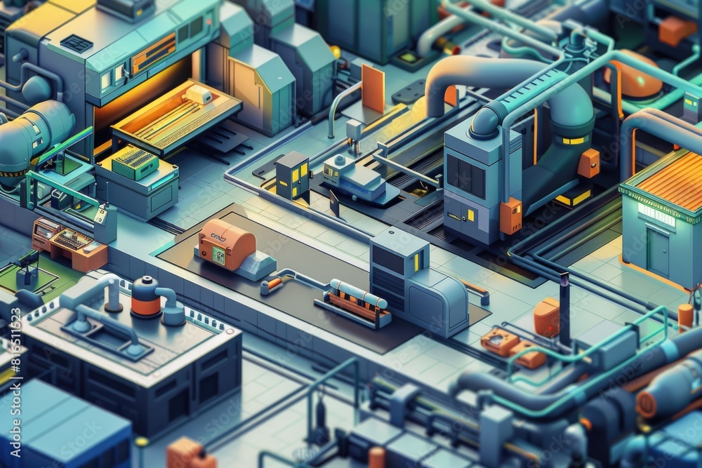 A computer-generated image of a factory. Suitable for industrial concepts A computer-generated image of a factory. Suitable for industrial concepts