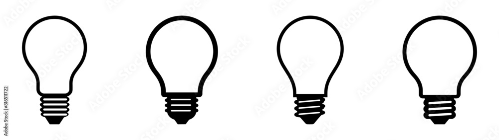 Bulb lamp icons set. Editable stroke. Bulb lamp icons set. Editable stroke.