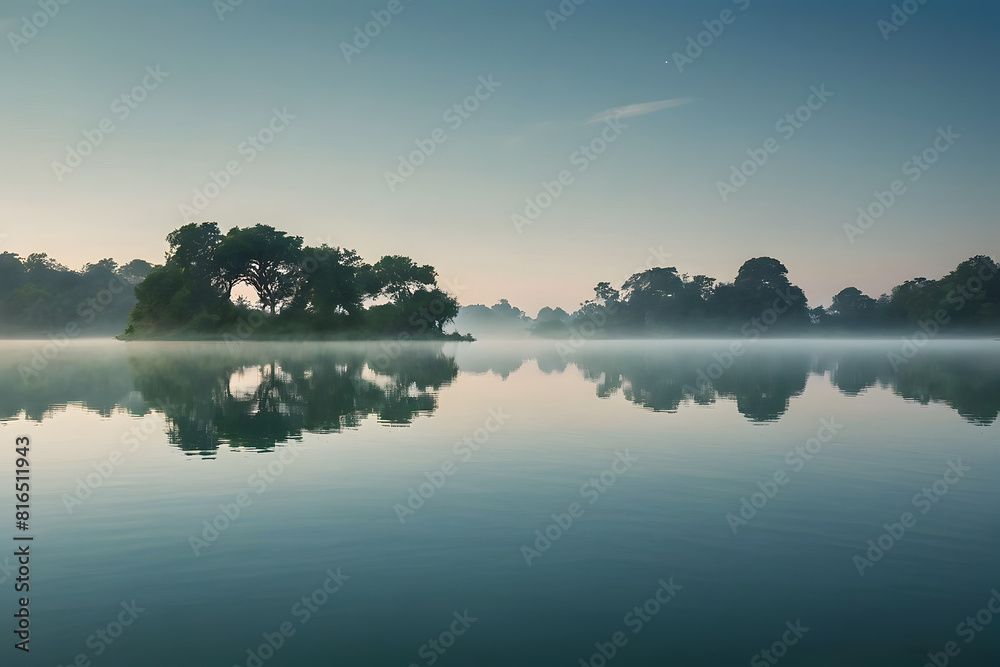 Reflection of tree and clouds with beautiful background