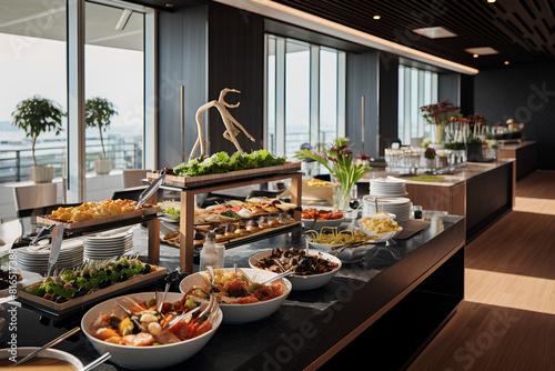 International buffet at the hotel for meetings, shared meals