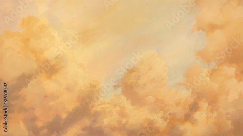 Fototapeta Naklejka Na Ścianę i Meble -  Background of Renaissance cloud sky painting Tranquility: Apricot, Yellow & Gold Clouds - Art