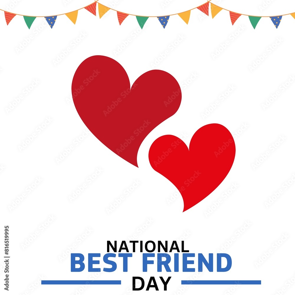 National Best Friends Day. Holiday concept. Template for background, banner, card, poster with text inscription. Vector illustration. June