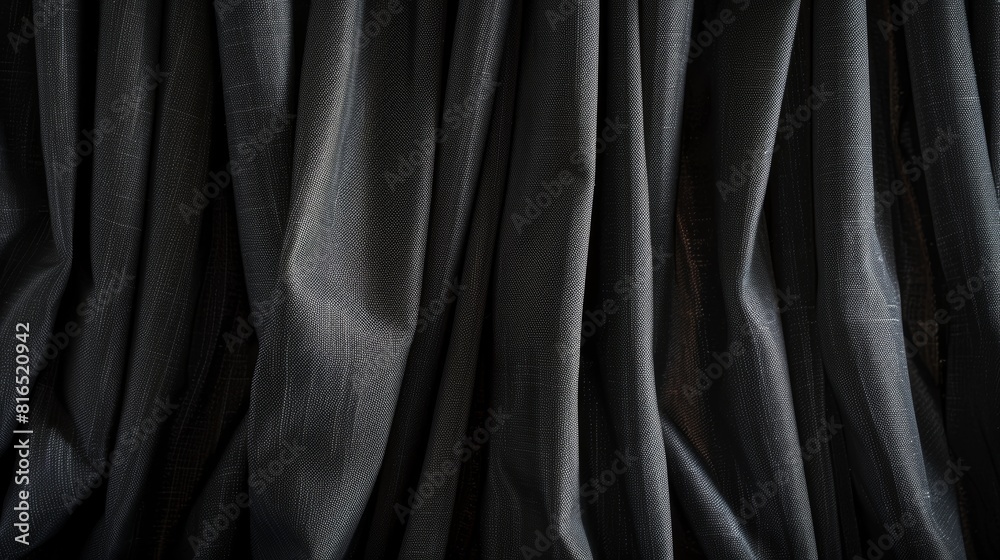 Obraz premium Close-up of luxurious black fabric drapery with a wavy texture