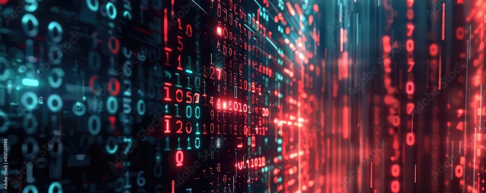 Digital binary code flows in streams, symbolizing data, cyber security, and information technology. Digital binary code flows in streams, symbolizing data, cyber security, and information technology.